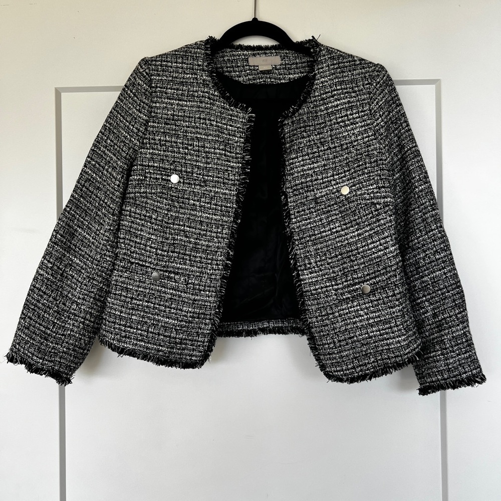 Women's Black and White Tweed Jacket